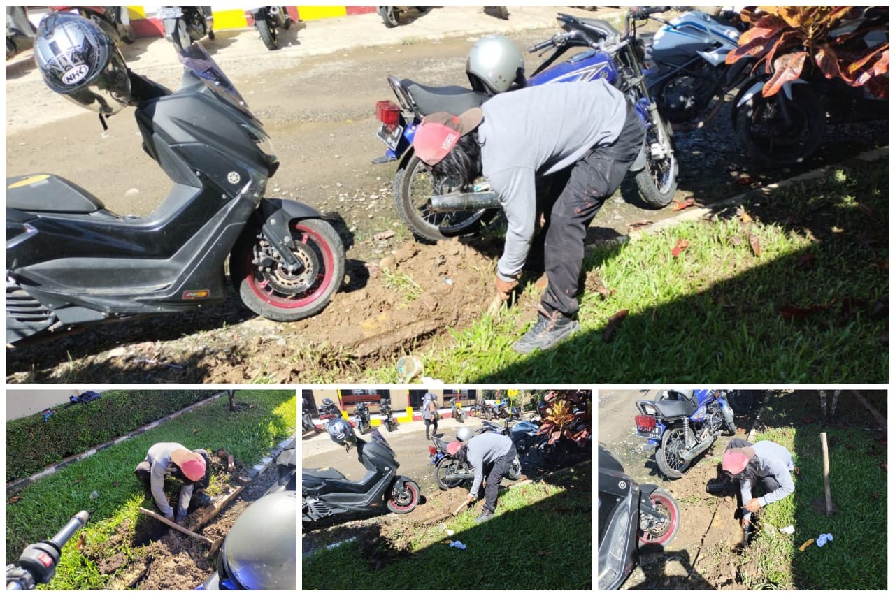 Bag Log Polres Mukomuko Melakukan Perawatan Dan Perbaikan Saluran Air Sat Tahti Polres Mukomuko.