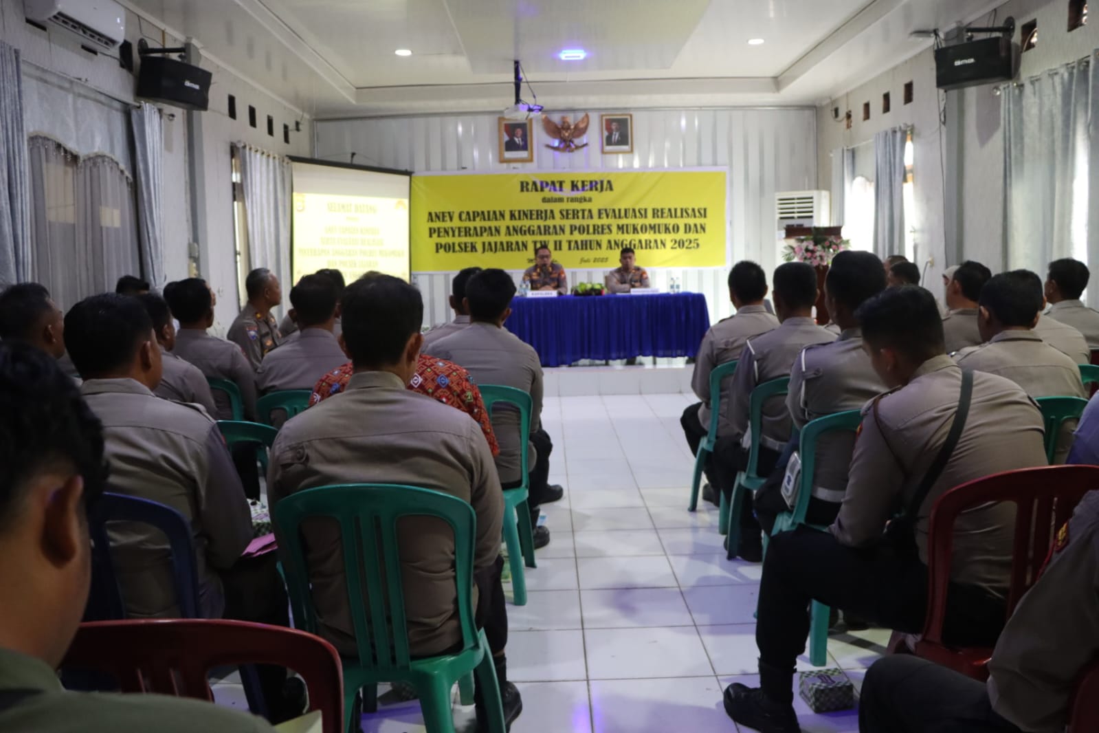 KAPOLRES MUKOMUKO PIMPIN ANEV PENYERAPAN ANGGARAN TW II TAHUN 2025